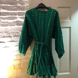 Rhode Ella dress in a Green Metallic